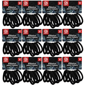 ELASTICO PARA CABELO - LACINHOS PRETOS 72 PCS