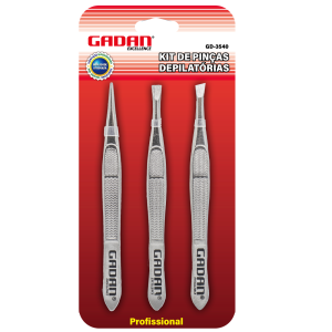 PINÇAS PROFISSIONAIS EM KIT COM 3UN - GADAN